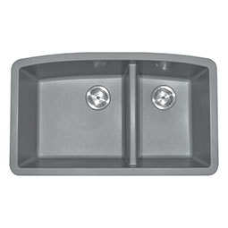 Grey Quartz Double Bowl 60/40 3 Kitchen Sinks
